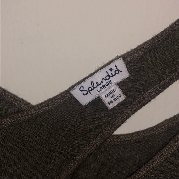 Splendid Cross Back Slub Tee in Military Olive - Picture 7 of 11